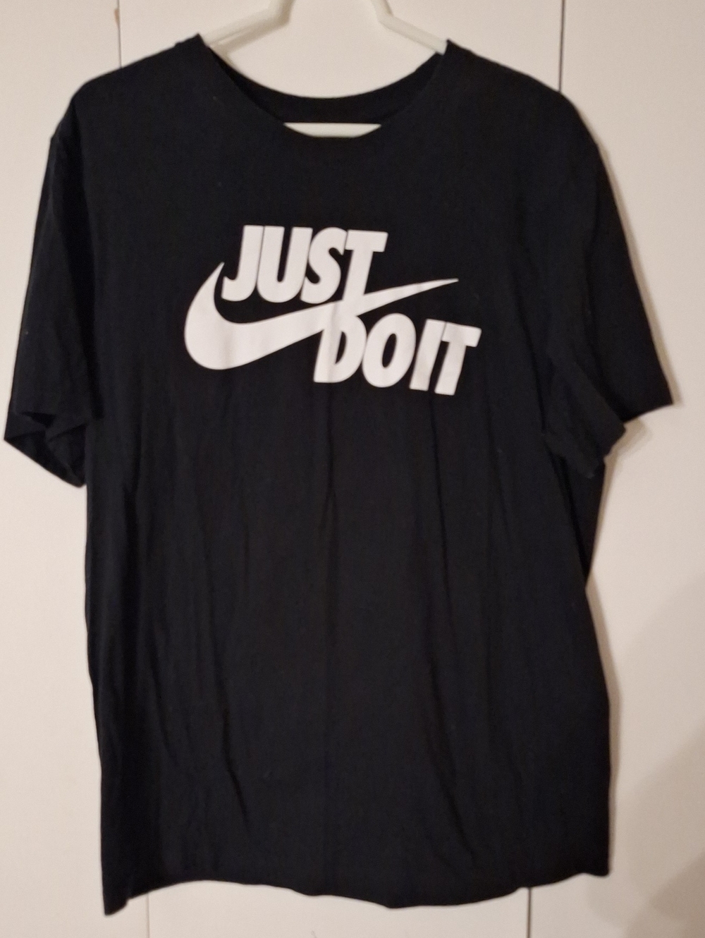 Nike Black Tee with White 'Just Do It' Swoosh Graphic
